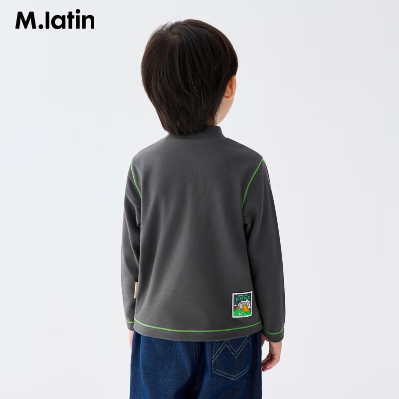 M.Latin 2025 Winter Kids' Stretchy Velour Half-High Collar T-Shirt