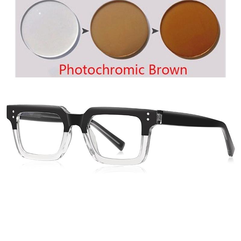 Blue Frame Light Blocker PC Shortsighted Prescription Eyeglasses for Women TR90 Material Myopic Photochromic Eyeglasses -0.5 -0.75 To -6.0