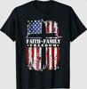 Vintage USA Flagge Glaube Familie Freiheit Patriotisches Christliches T-Shirt