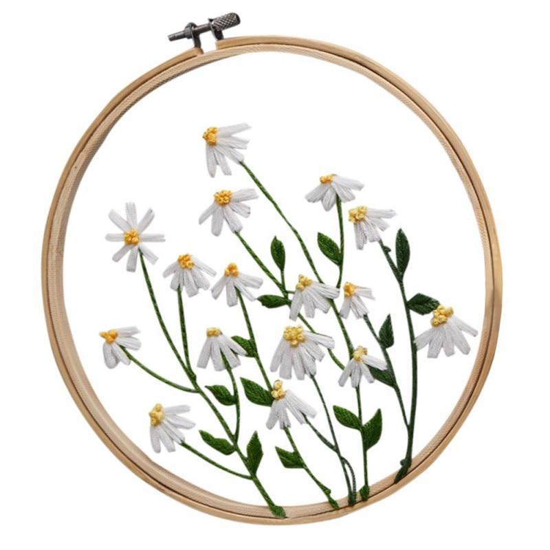 DIY Chinesischer Stil 3D Transparente Garnstickerei Handstickerei Materialpaket + 20CM Runder Stickrahmen