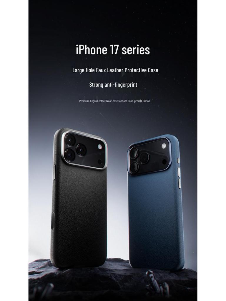 Elektrogeplateerde Echt Lederen Frosted Magnetische Hoes voor iPhone 17 Pro Max