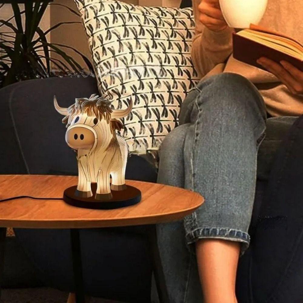 Cattle Shaped Animal Table Lamp Resin Calf Led Lamp Bedside Desk Night Light  for Living Room