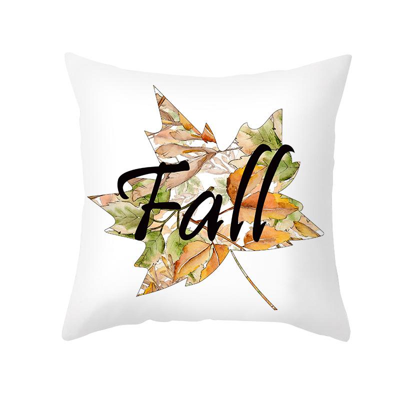 New Autumn Thanksgiving Pillow Cover Peach Skin Polyester Printed Pumpkin Harvest Pillow Home Pillow Cover