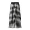 En stock: Pantalones Casuales Rectos Adelgazantes de Cintura Elástica a Cuadros Retro Primavera 2026
