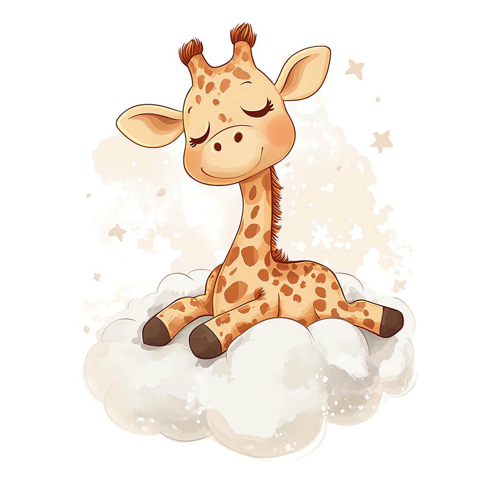 Żyrafa Na Chmurce - Plakat Dla Dzieci Żyrafa Na Chmurce - Plakat Dla Dzieci, 40X50 Cm, Bez Ramy, Papier Matowy 230 Gsm