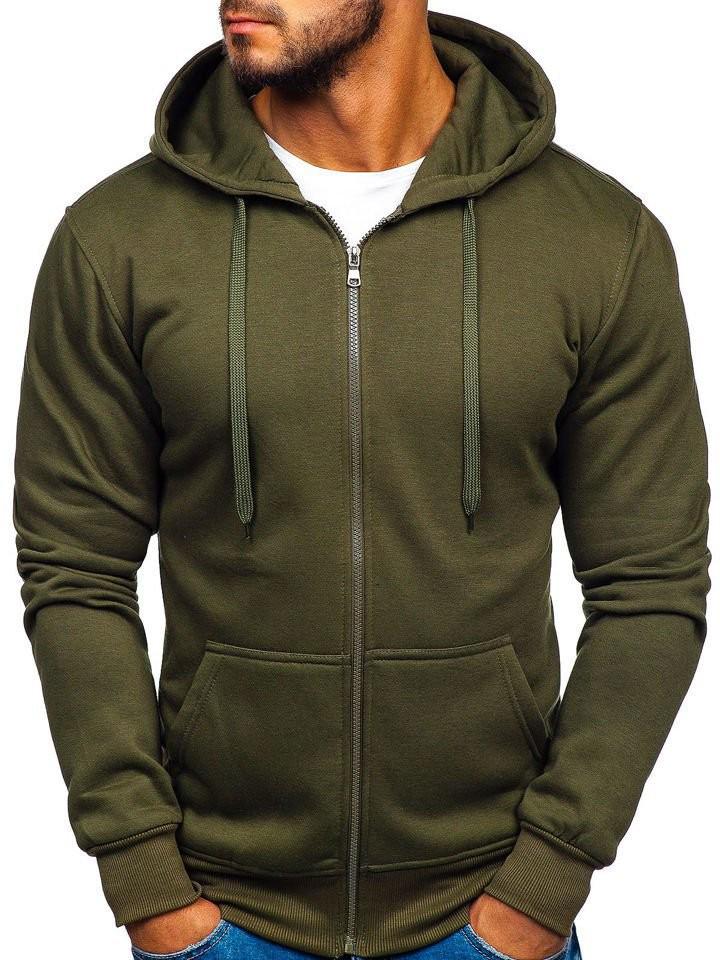 Cross-Border Men's Zipper Hoodie Fleece Pullover Cardigan, Customizable Logo, 2025 Model (W3841)