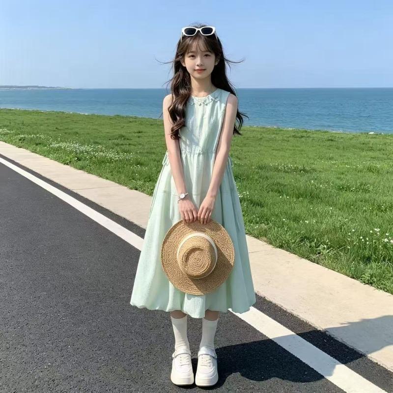 Sweet Mint Green Dress for Girls - Summer Children's Loose Princess-style Dress