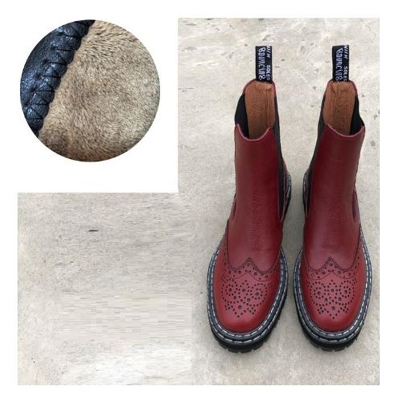 

Мода 2025 осень/зима кожаные женские ботильоны с круглым носком женские кожаные ботинки в британском стиле женская обувь ботинки для женщин 34