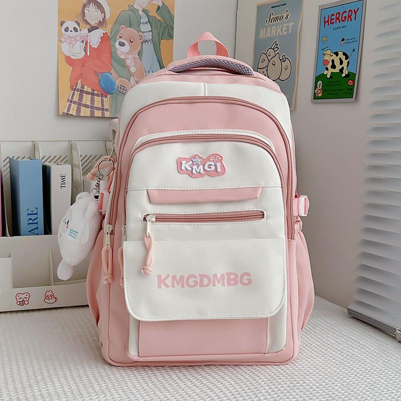 Letter Stylish Backpack With Color Blocking For Middle And High Students School