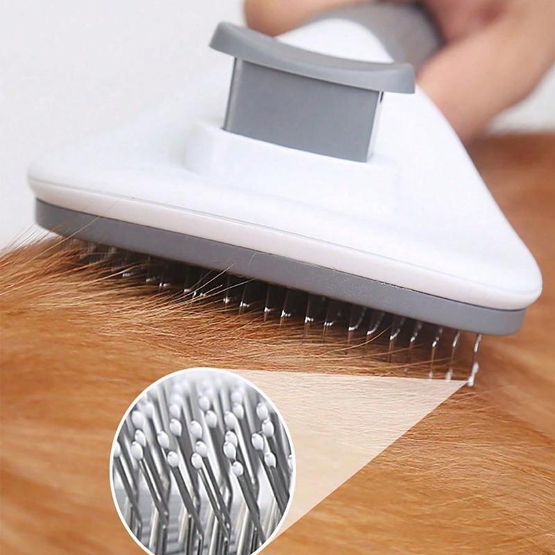 1pc Dog Brush, Cat Brush, Flea Comb, Automatic Cleaning Brush, Pet Grooming Brush, Pet Massage Brush, Shedding Grooming Brush, Mat Breaker Tool