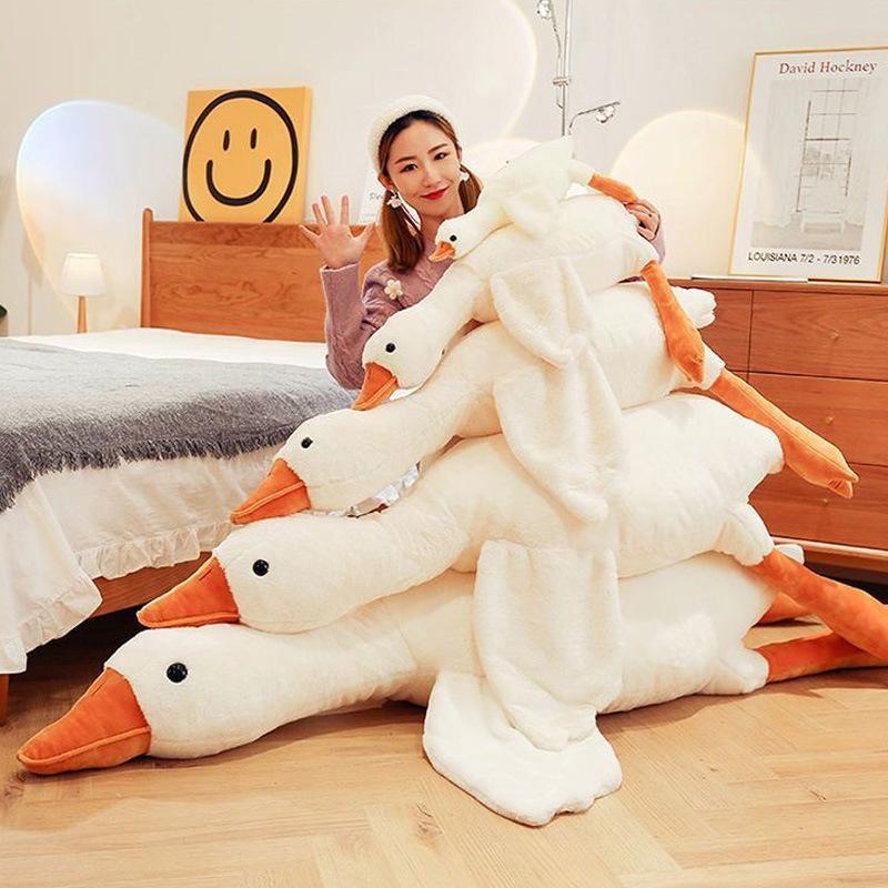 Büyük Beyaz Kaz Yastık Peluş Oyuncak Bebek Büyük Kaz Bebek Çocuklar Uyku Yatıştırıcı Bez Bebek Doğum Günü Hediyesi