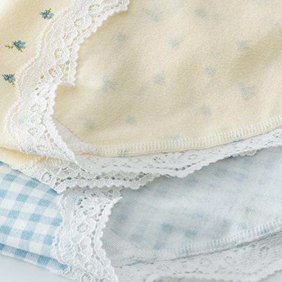 Bomullsunderkläder för kvinnor med spetskant Cheeky Hipster-trosor Mjuka andningsbara Bikinitrosor Mellanhöga Damunderkläder med rosett