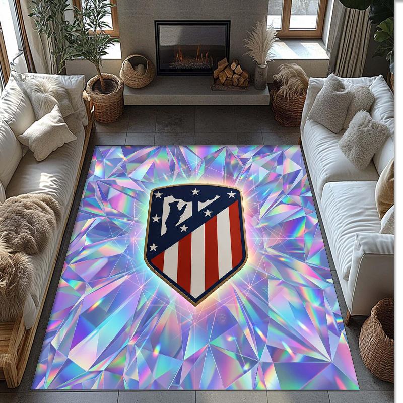 Atletico Madrid Printed Flannel Area Rug Non Slip Soft Polyester Floor Carpet Indoor Decor Mat for Bedroom Living Room Sofa Game Room Home Decoration