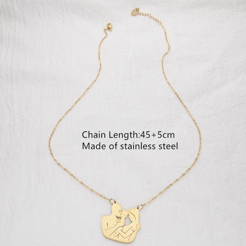 Stainless Steel Gold Silver Family Pendant Necklace Couple Necklace