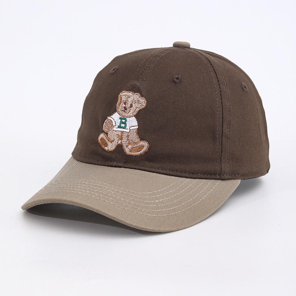 Retro Color Matching Bear Embroidery Sun Protection Cap Baseball Cap Sun Hat Outdoor Hat Trend Male And Female Couples