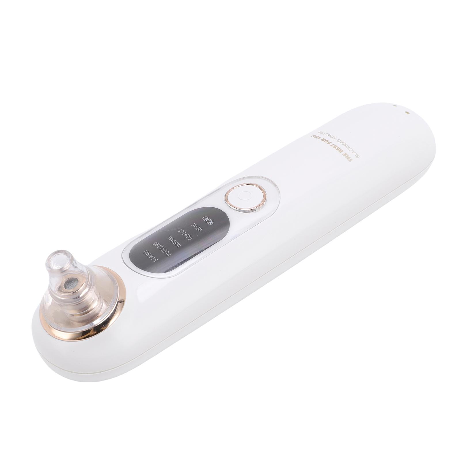 

Электрический прибор для удаления черных точек, Портативный очиститель пор для лица, 5 режимов всасывания, 4 сменные всасывающие головки, 4 насадки для удаления прыщей белый