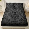 Schädel-Blumenmuster Bettwäsche-Set 100% Polyester Digitaldruck Atmungsaktiv Ganzjahres-Spannbetttuch Kissenbezug Maschinenwaschbar