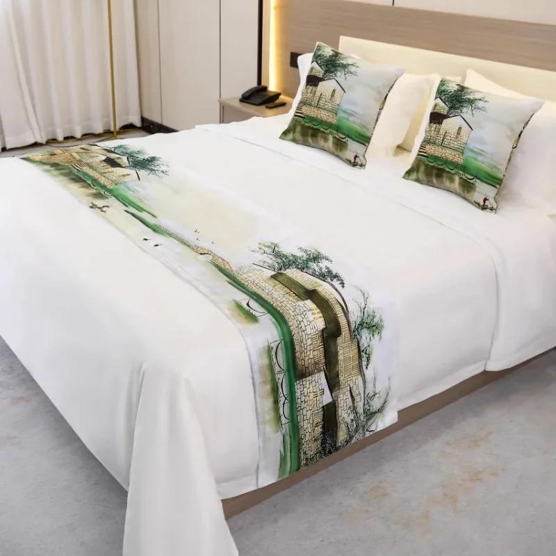 Solid color Bedspreads Bed Runner Double Layer Bed Flag Throw Bedding Single Queen King Bed Cover Towel Home Hotel Decorations