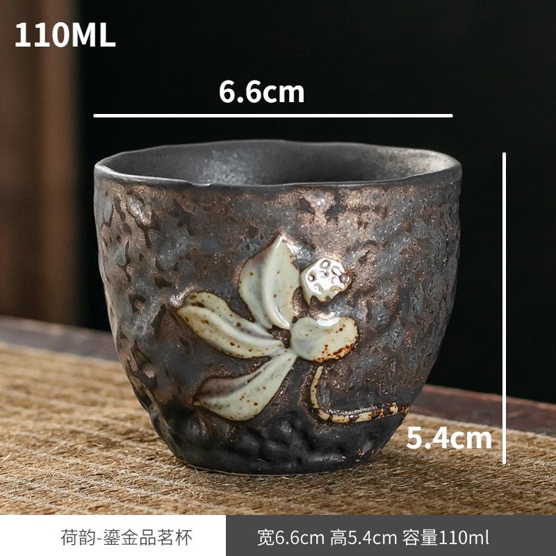 Gilt Tea Cup Rough Pottery Tea Cup Ceramic Chinese Vintage Tea Lamp Zen Master Cup