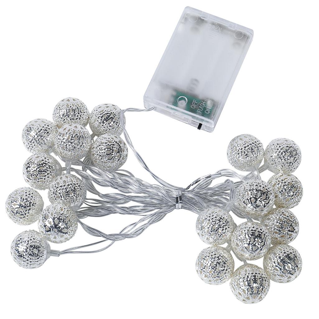 3M Batteriebetriebene LED Lichterkette Ausgehöhlte Marokkanische Metallkugeln Lichterkette Hochzeit Garten Lichterfee Weihnachtsdekoration