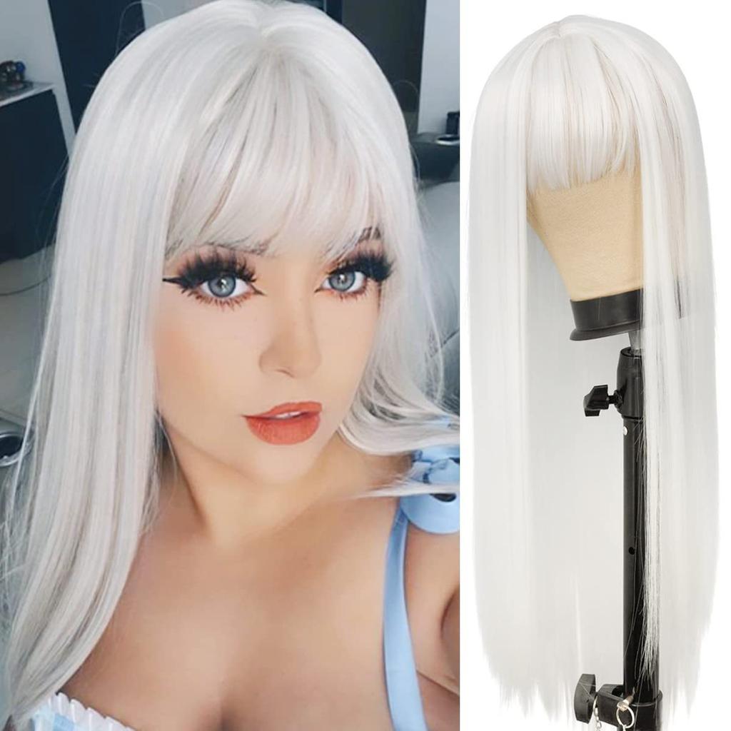 Best-selling 26-inch synthetic wig for long straight hair for cosplay, Halloween everyday wig, high-temperature hairpiece