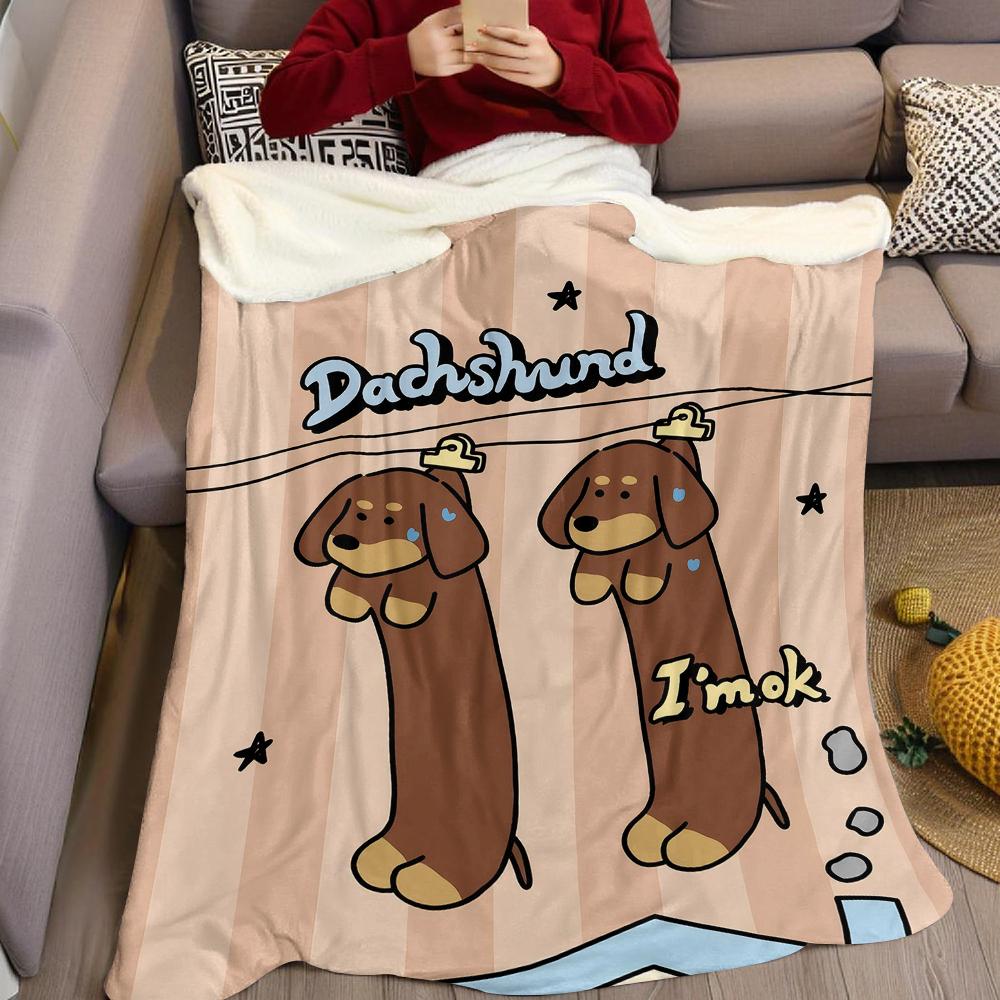 Dachshund Hanging Up Flannel Blanket Warm Soft Halloween Christmas Couch Warm Cozy Decorative Decor Gift for All Season