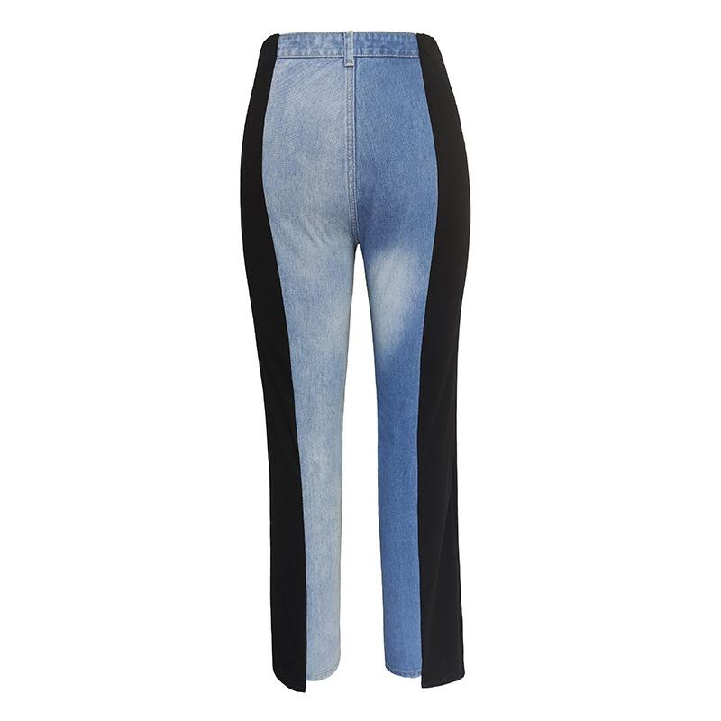 Women's New Style Spliced Denim Pants, Stretchy, Slim-fit, High-waisted, Skinny Jeans, Straight-leg Jeans
