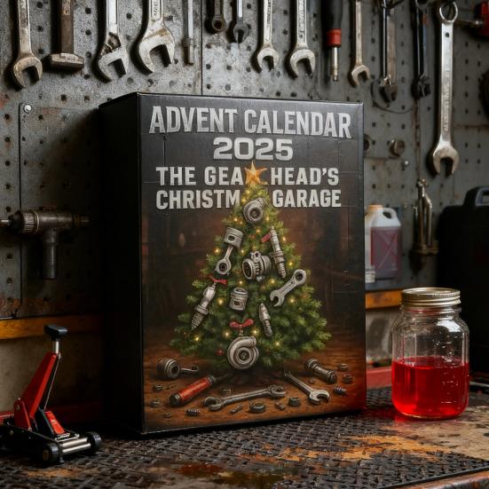 Gearhead Advent Calendar 2025 24-Day Christmas Countdown Box with Acrylic Miniature Car Parts Tools Automotive Holiday Gifts for Car Enthusiasts