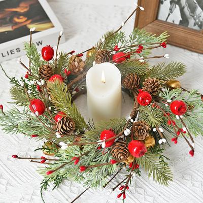 Kerstkaarsringen Tafeldecoratie Kerstkrans Kaarsenhouder Ring Rode Bessen Tafeldecoraties Kaarskrans