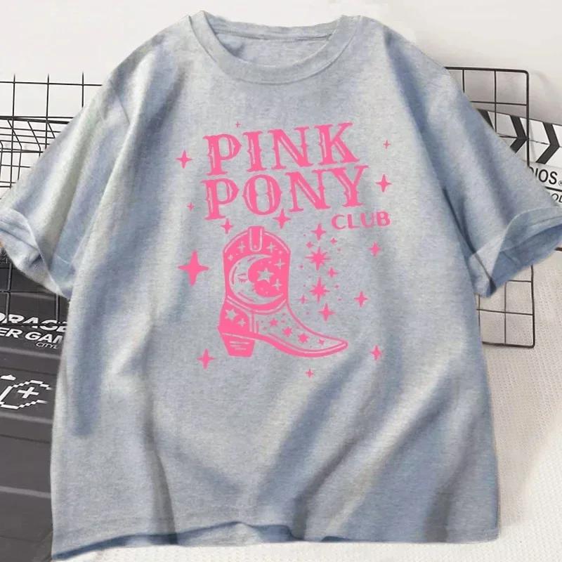 Pink Pony Club Chappell Roan Cowgirl Boots T-shirt Women Hip Hop Fashion Country Music T Shirt Lady Girl Fashion Tee Streetweawr