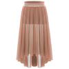 Girls Lyrical Dance Skirt Shiny Rhinestones Waistband Side Slit High Low Irregular Mesh Skirt