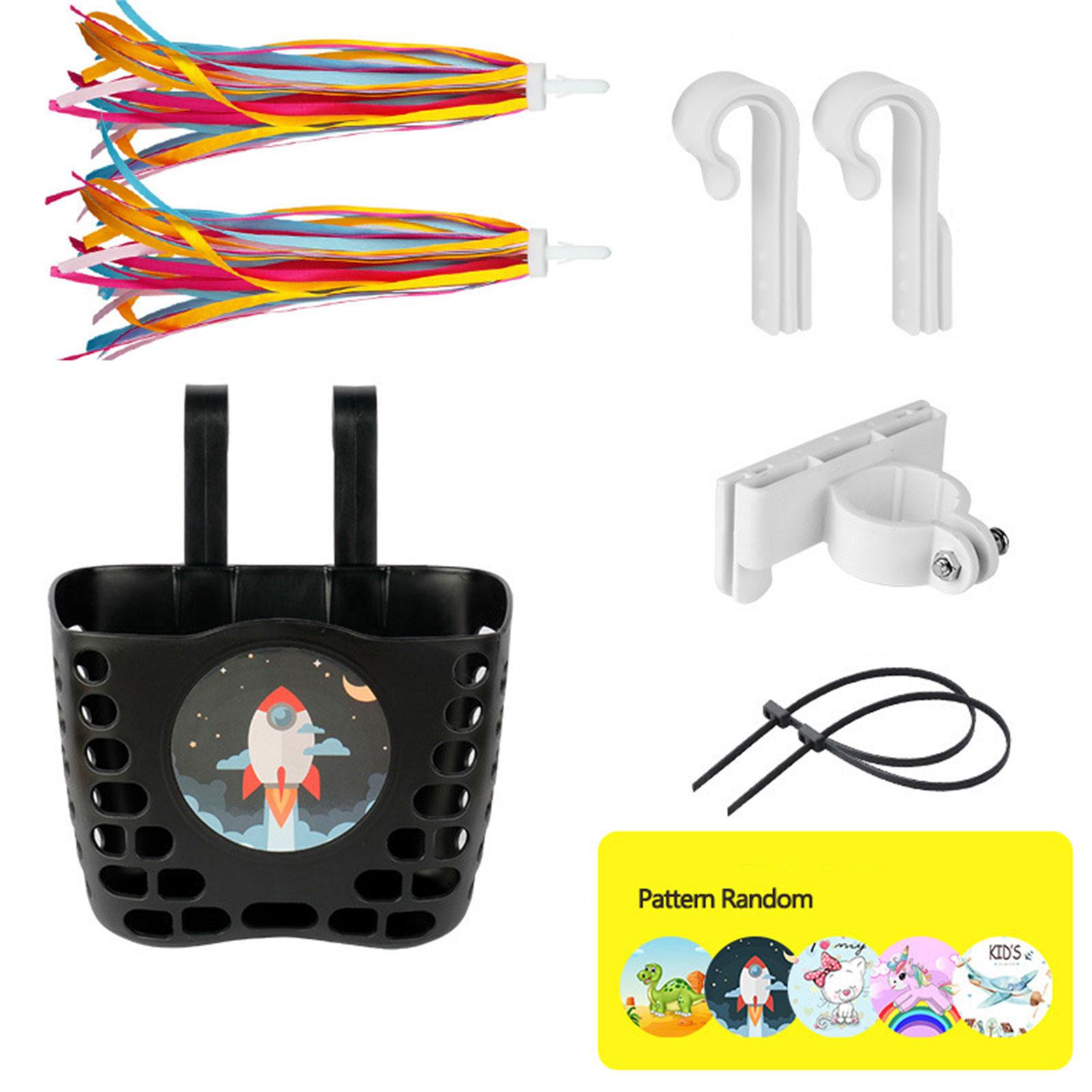 

Дитячий велосипедний кошик для хлопчиків і дівчаток Водонепроникний пластиковий дитячий велосипедний кошик для дитячих велосипедів і дитячих триколісних коліс чорний