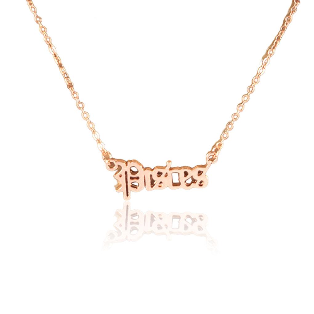 English Letter Twelve Zodiac Sign Constellations Theme Friendship Necklace Ins Pendant for Lover Friend Festival Gifts Rose Gold