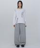 CHICKS Back Logo Embroidered Balloon Pants Melange
