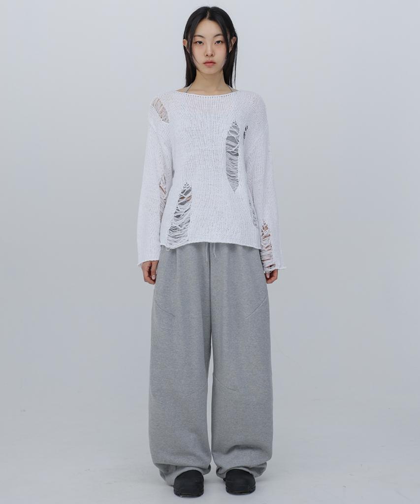 CHICKS Back Logo Embroidered Balloon Pants Melange