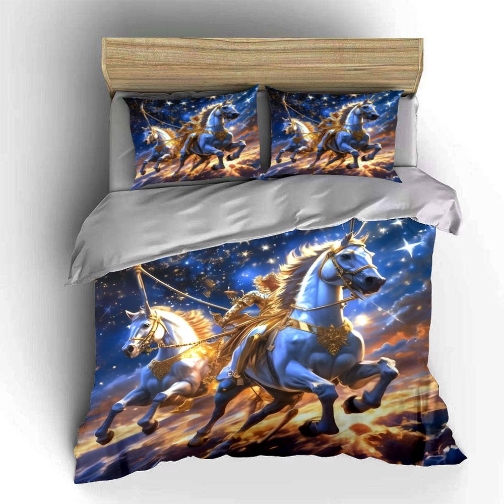 Fantasy Horse Riding Art Set Soft Comfortable Duvet Cover Bedding Set Included 1*Duvet Cover & 2*Pillowcases, Gift