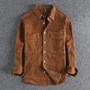 Open Line Design Retro Tooling Long-sleeved Shirt Men's Washed Cotton Green Shirt Jacket