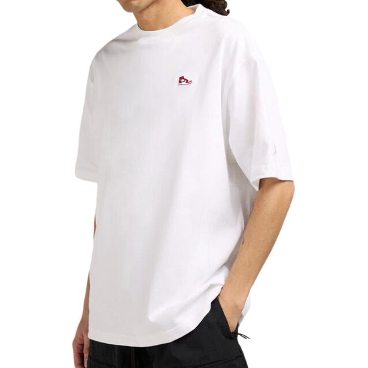 Jordan Solid Logo Crew Neck Knit Short Sleeve T-Shirt Men Tops White FN5982-100