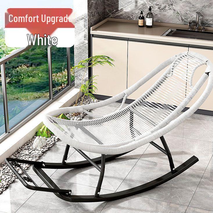 Rattan Recliner Rocking Chair for Elderly - Cozy Balcony Nap Sofa