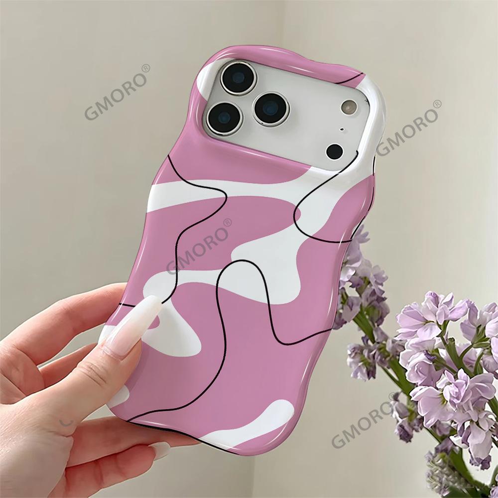 Contrasting Color Splicing Artistic Sense iPhone15 Wavy Film Shell Apple 17promax Foreign Trade Hot-selling Anti-drop Hard Shell