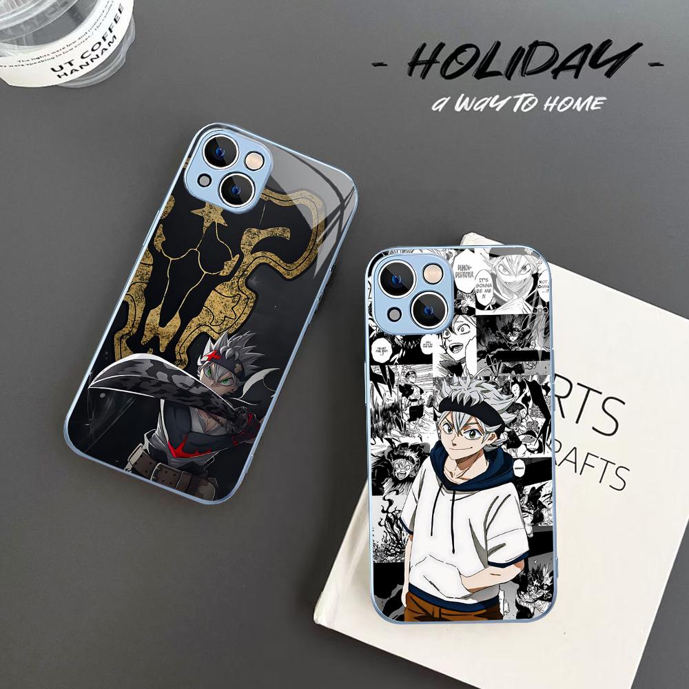 Black Clover Phone Case Tempered Glass For Iphone 14 13 12 11 Pro Mini XS MAX 14Plus X XS XR Fundas