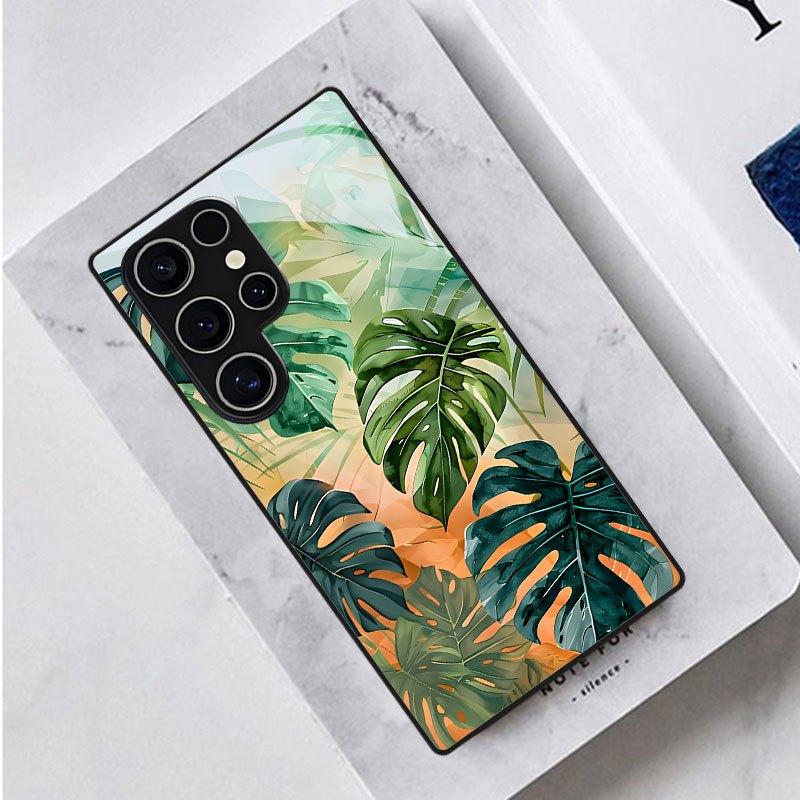 Tropical Green Plant Print Phone Case for Samsung Galaxy Galaxy S26 S25 S24 S23 Ultra S22 Ultra S20 Ultra 56 A72 A73 5G