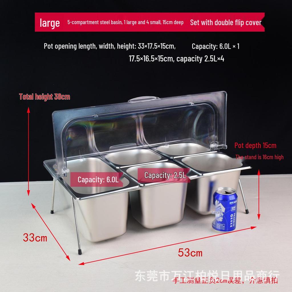 304 Stainless Steel Compartmented Display Rack with Lid for Kindergarten Meals and Cold Dishes