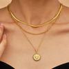 Stainless Steel Sun Heart Pendant Necklace Gold Plated Ladies Choker Jewelry  Wedding