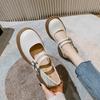 Vår Nya Dam Läderskor Casual Mary Jane Skor Mode Rund Tå Svart Loafers Kittenklackar Stor Storlek 41 -43