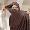 Ramadan Muslimischer Schimmer Strass Jersey Baumwolle Hijab Schal für Damen Einfacher Kopfschal Schal Wickeltuch Islamisches Stirnband Turban Bandana