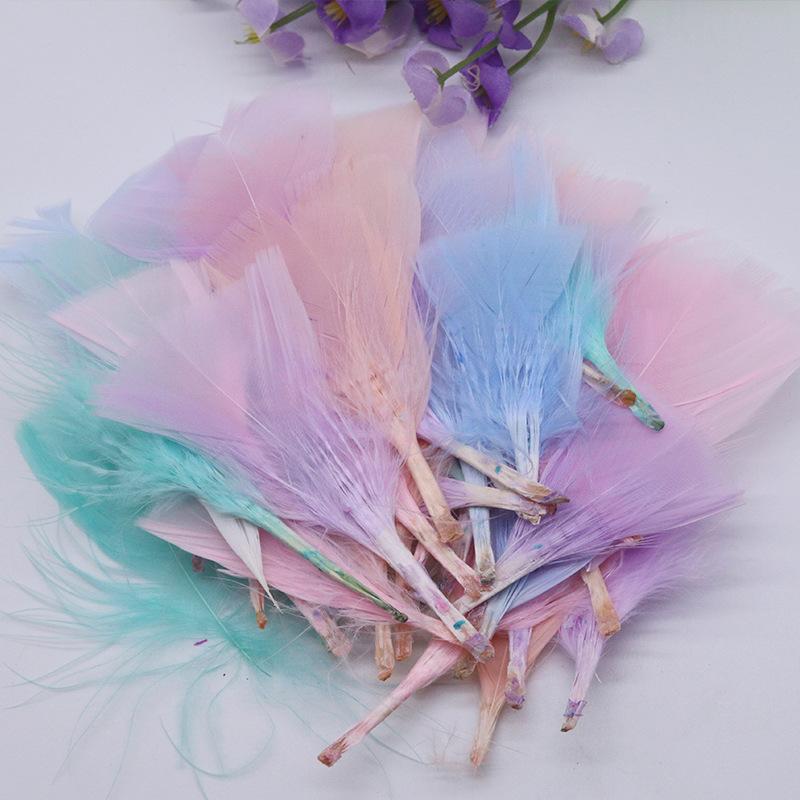 50Pcs Big Head Boy Flat Turkey Feather Color Diy Feather Jewelry Handicraft Accessories Clothing Accessories