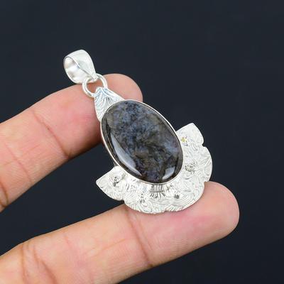 Freundschaftstag Angebot Natürlicher Solar Moosachat Einzigartiger Anhänger für die Ehefrau Sterling Silber