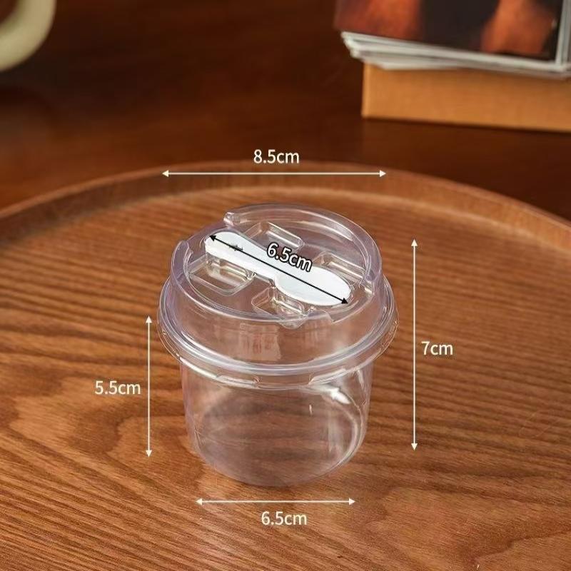 10 Pezzi Tazze Monouso per Budino Leggere Rotonde Trasparenti con Coperchi Cucchiaini per Picnic all'Aperto Servizio Yogurt Dessert