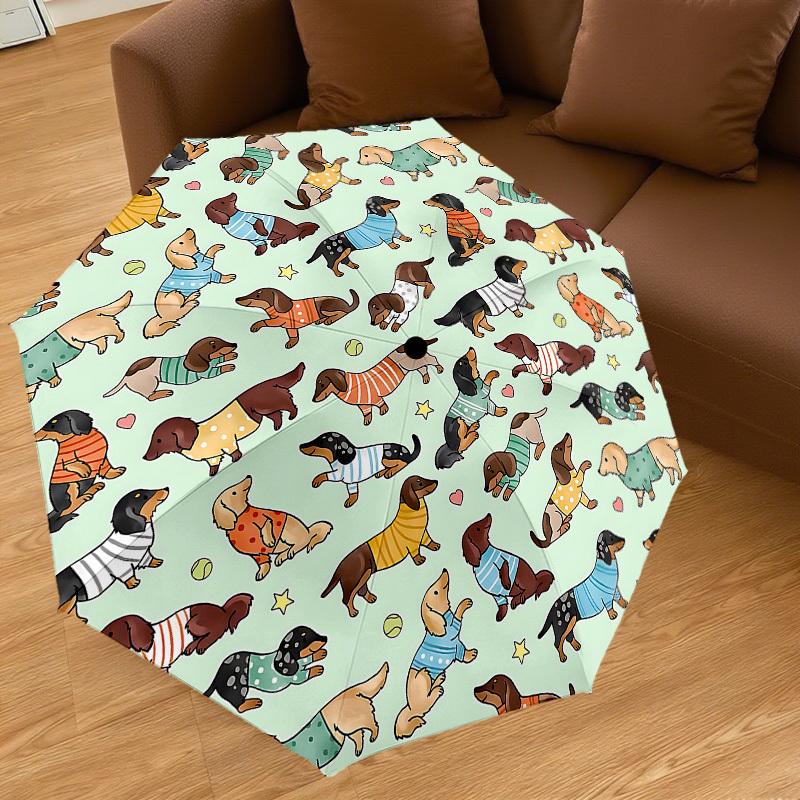 1PC Dachshund Pattern Umbrella-8-Rib Reinforced, Automatic Open, Lightweight & Durable, Cute Fashion Accessory for Outdoor-P70